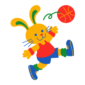 バスケをするウサギ